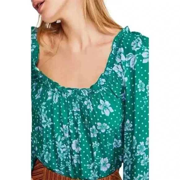 NWT Free People One on One Date Green Floral Bodysuit - Picture 3 of 16
